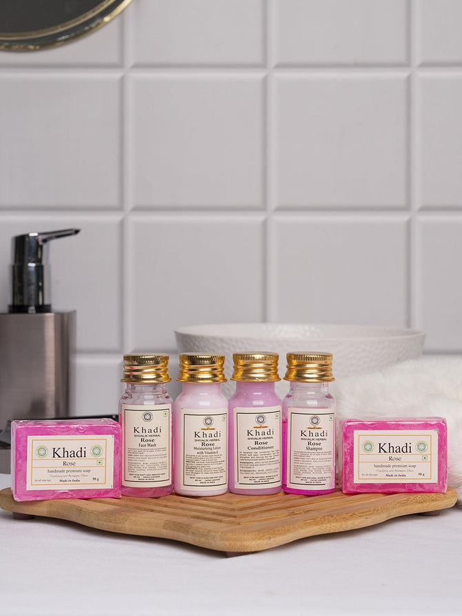 Rose Travel Kit - Set Of 6, Pink