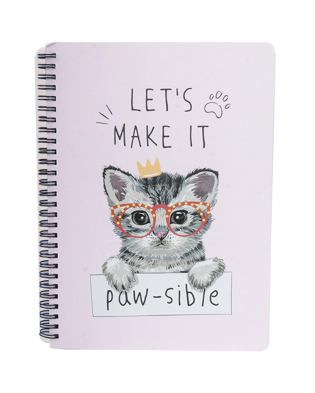 Notebook, Cat Print Cover, Pink, Paper - MARKET 99