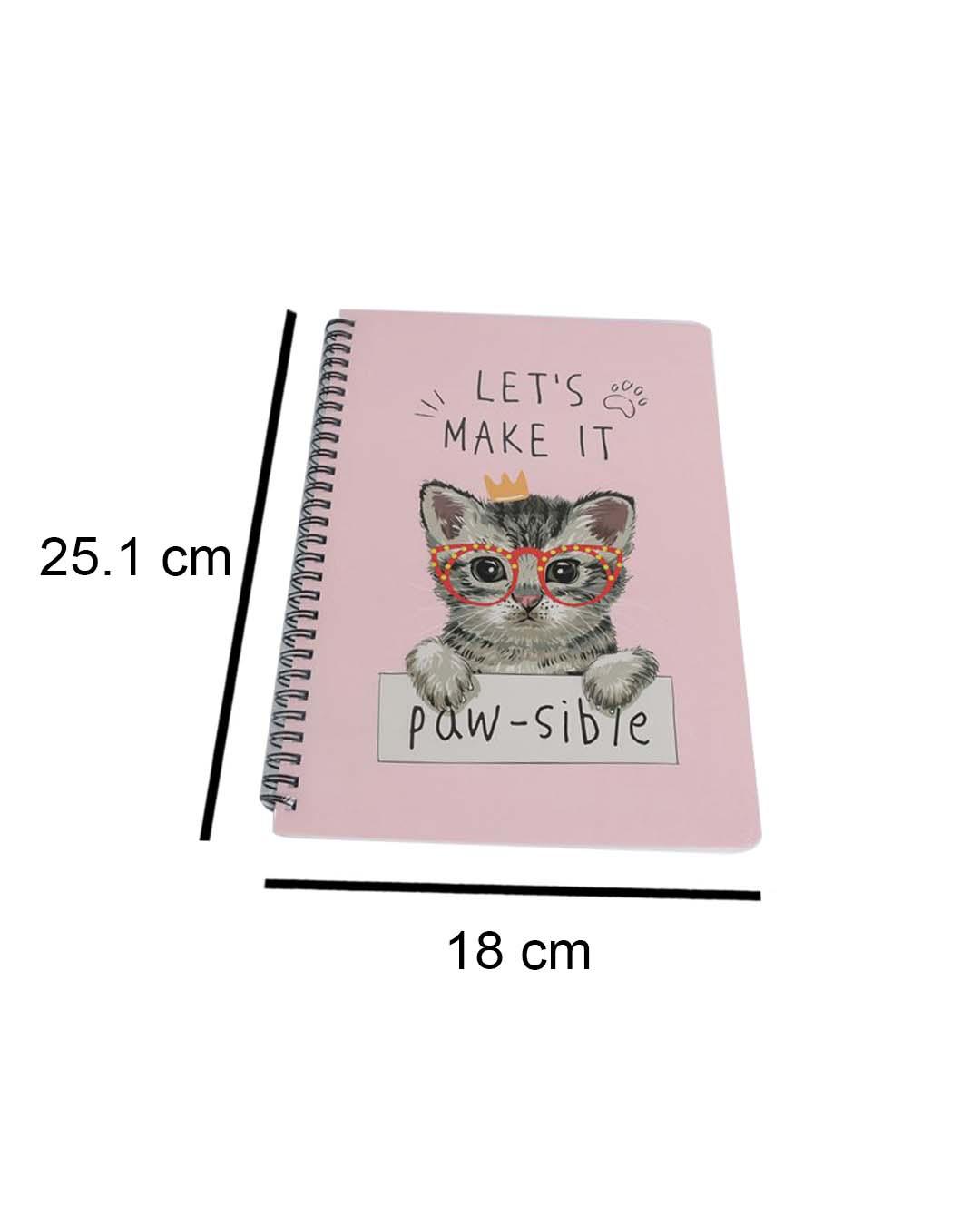 Notebook, Cat Print Cover, Pink, Paper - MARKET 99