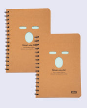 Notebook, Emoticon Print, Brown, Paper, Set of 2 - MARKET 99