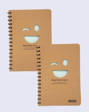 Notebook, Emoticon Print, Brown, Paper, Set of 2 - MARKET 99