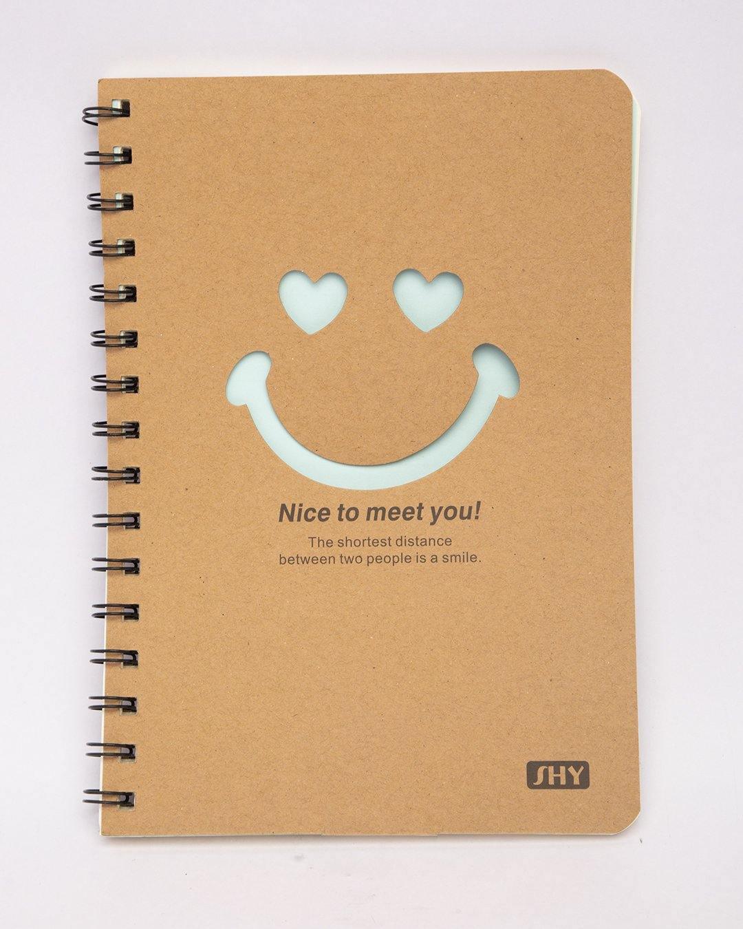 Notebook, Emoticon Print, Brown, Paper, Set of 2 - MARKET 99