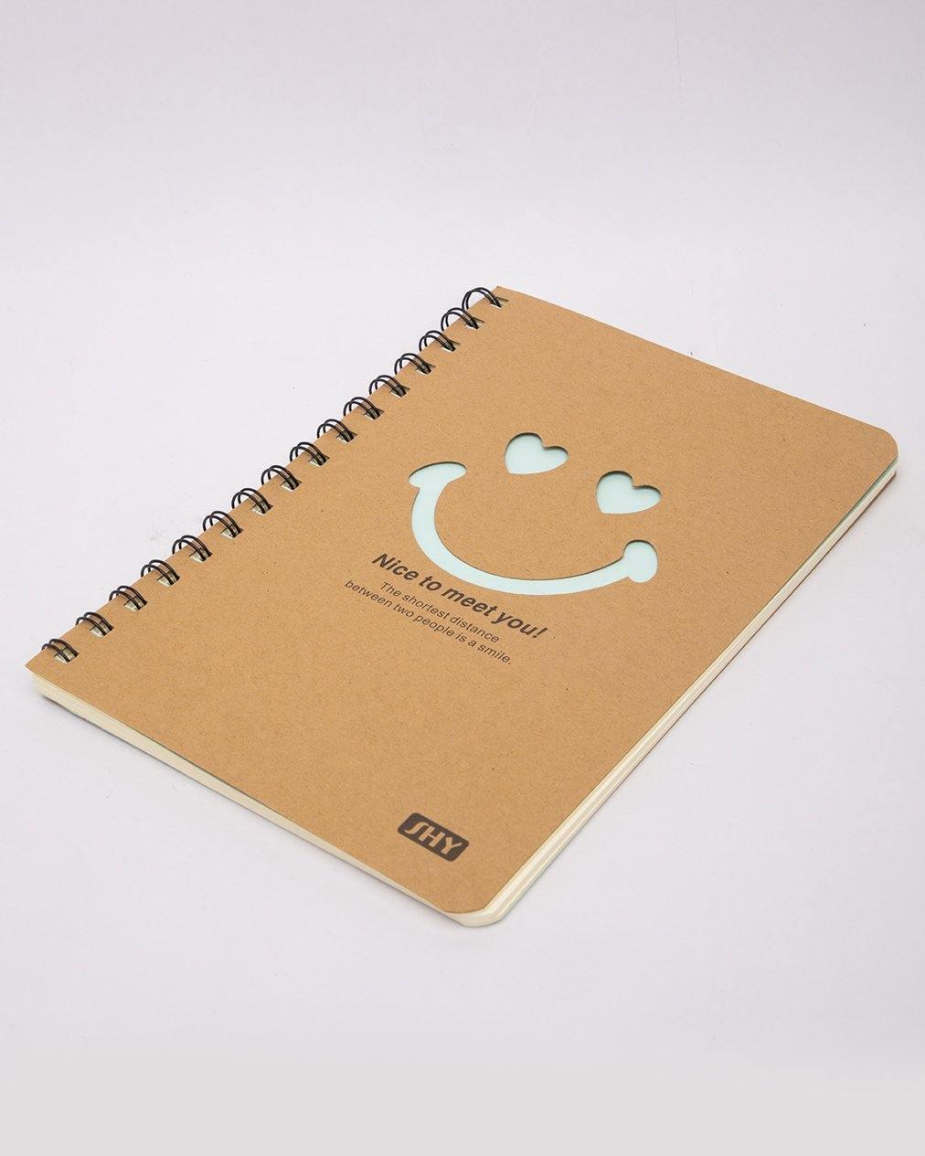 Notebook, Emoticon Print, Brown, Paper, Set of 2 - MARKET 99