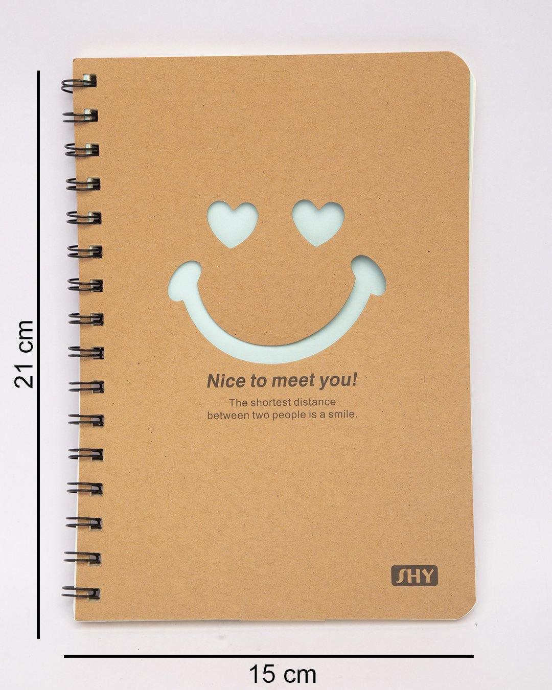 Notebook, Emoticon Print, Brown, Paper, Set of 2 - MARKET 99