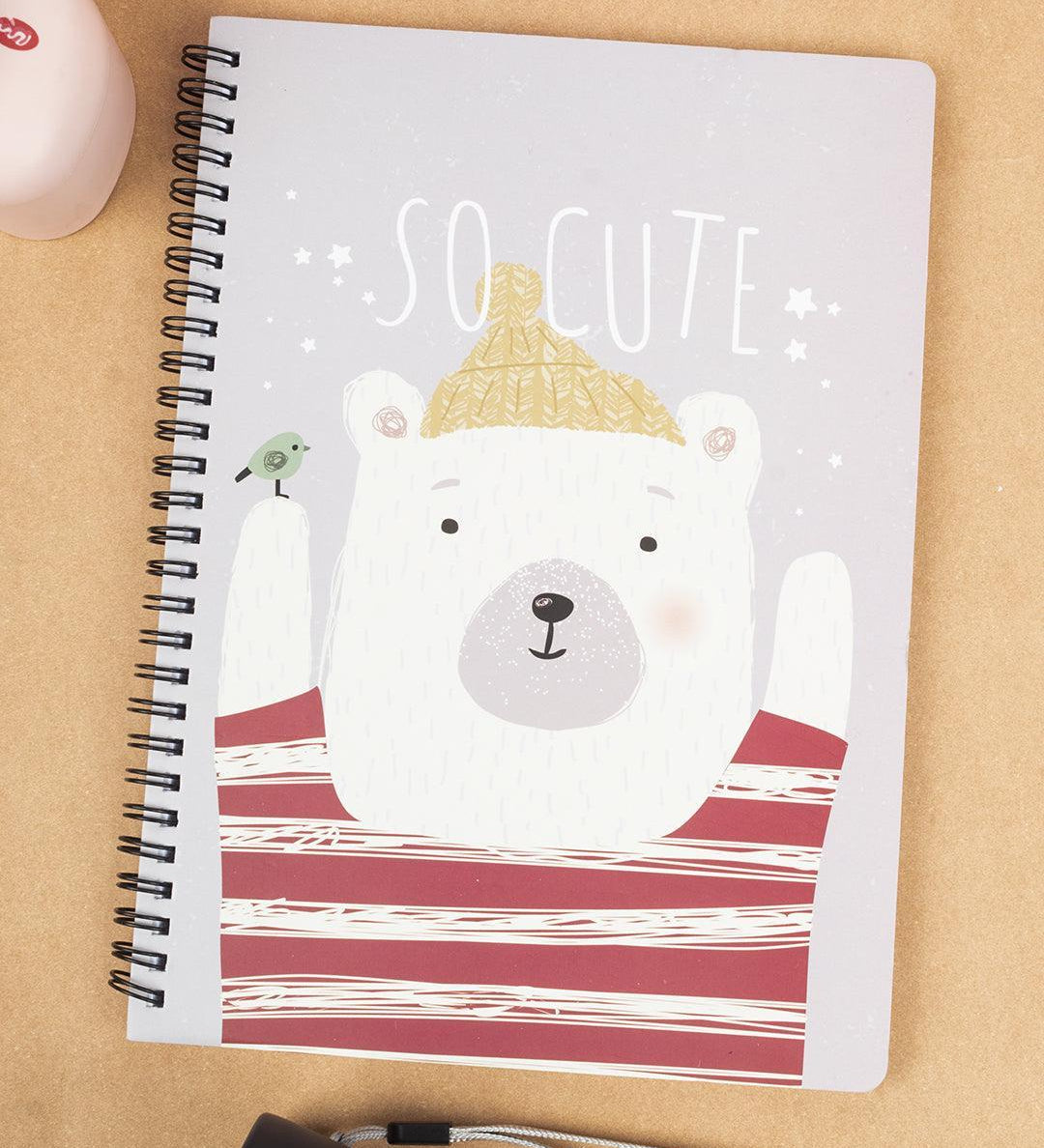 Notebook, Polar Bear Cover, Grey, Paper - MARKET 99