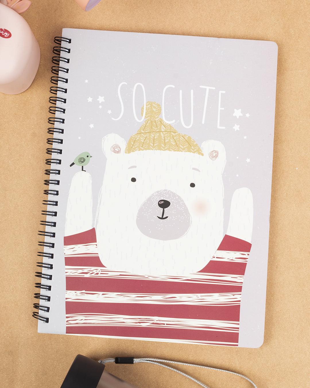 Notebook, Polar Bear Cover, Grey, Paper - MARKET 99