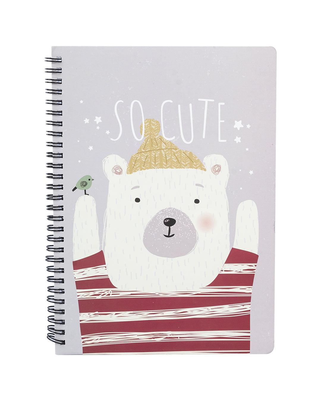 Notebook, Polar Bear Cover, Grey, Paper - MARKET 99