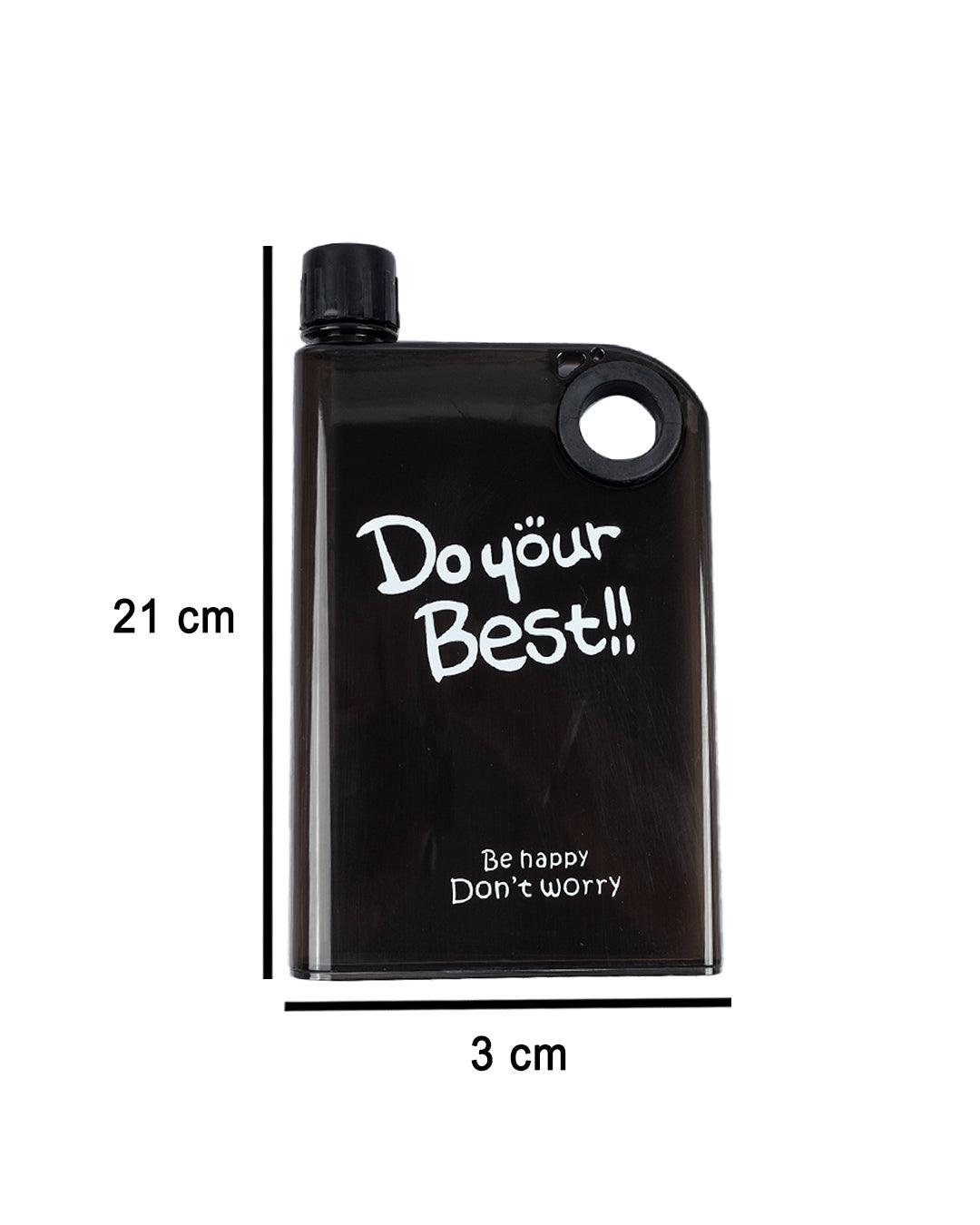 Notebook Style Reusable Water Bottle, Black, Plastic, 380 mL - MARKET 99