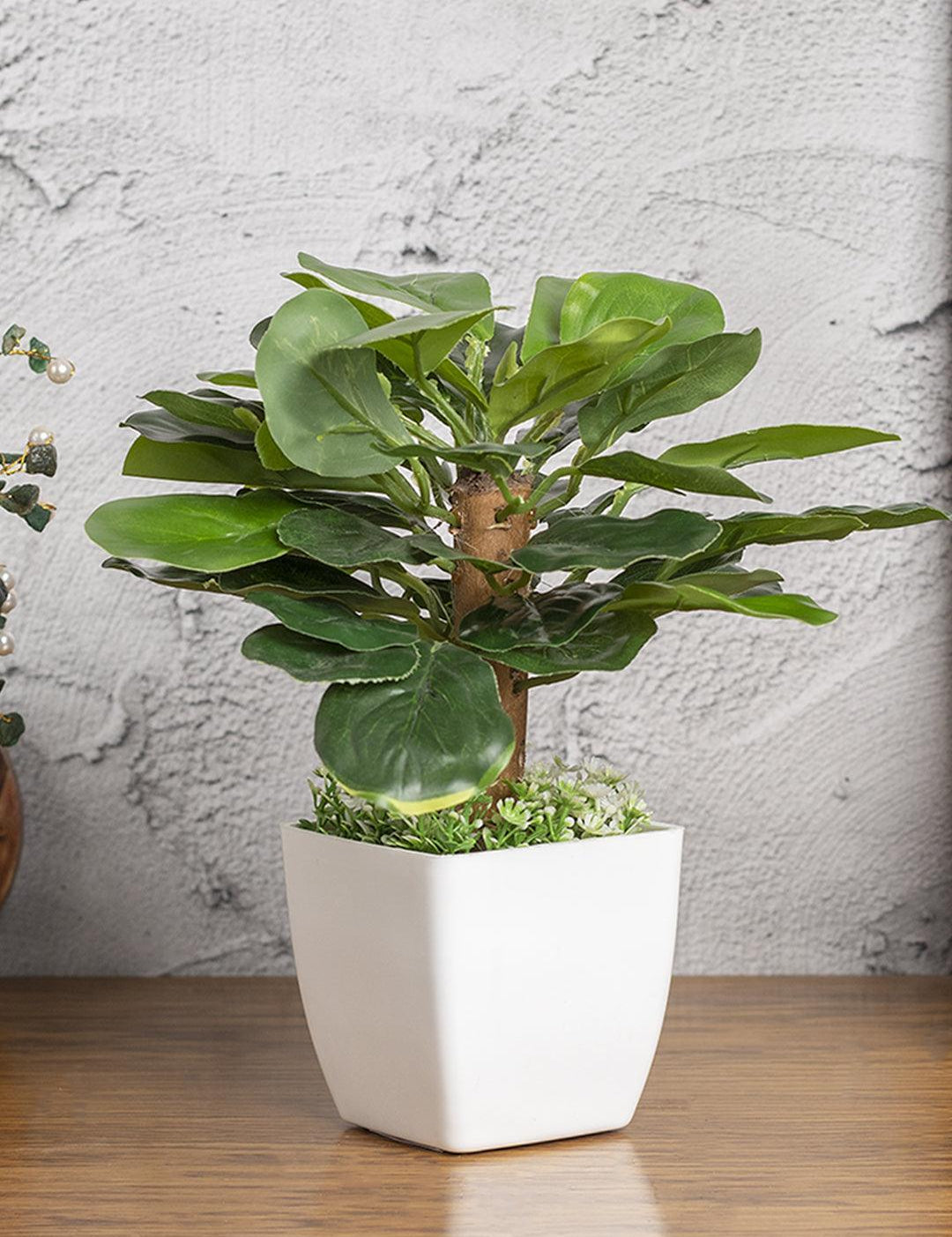 Obcordate Sahpe Leafs Home Decor Artificial Flower Pot