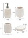 Off White Ceramic Bathroom Set Of 4 - Leafy Pattern, Bath Accessories - MARKET 99