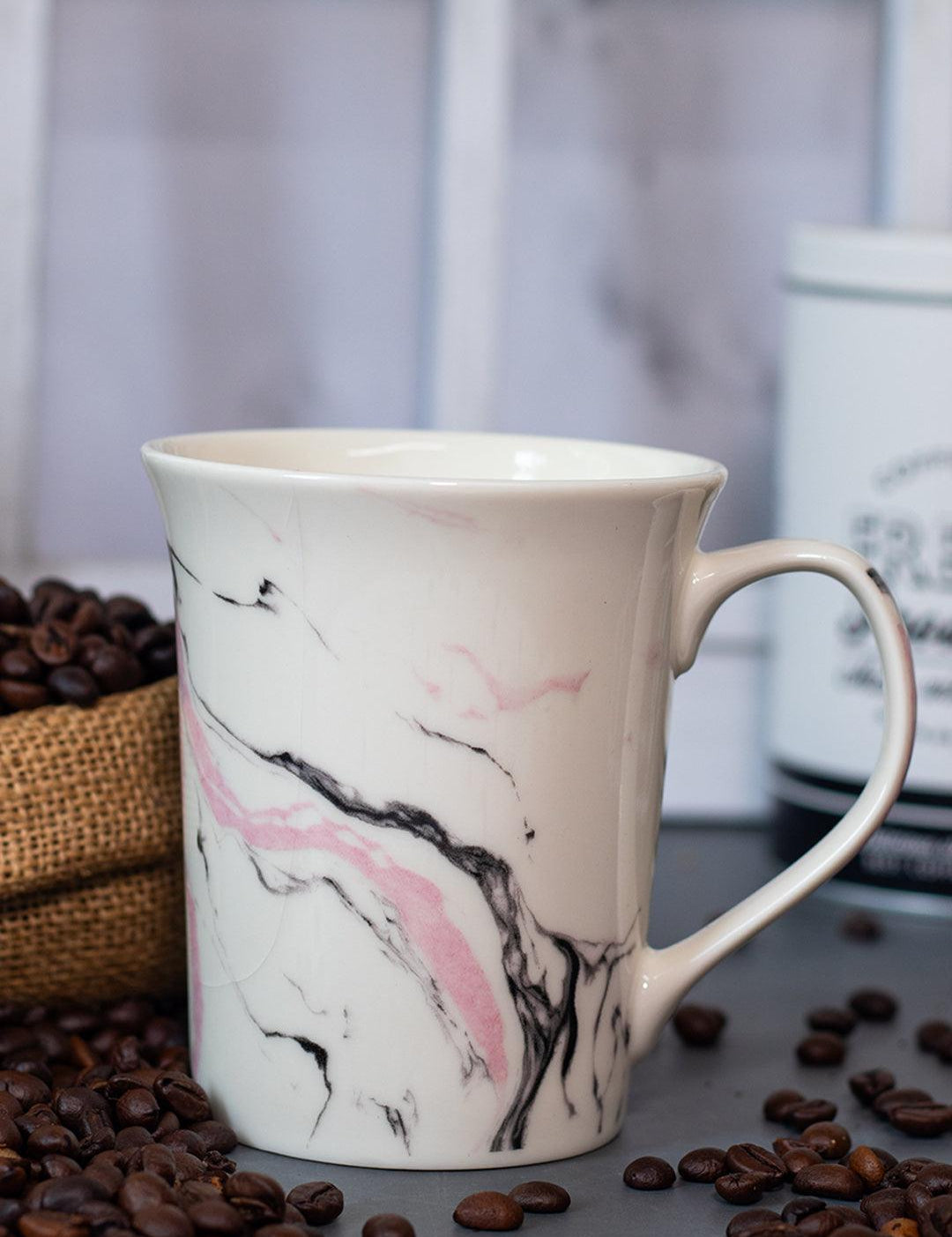 Off White Coffee Mug - 380 Ml, Marble Finish - MARKET 99