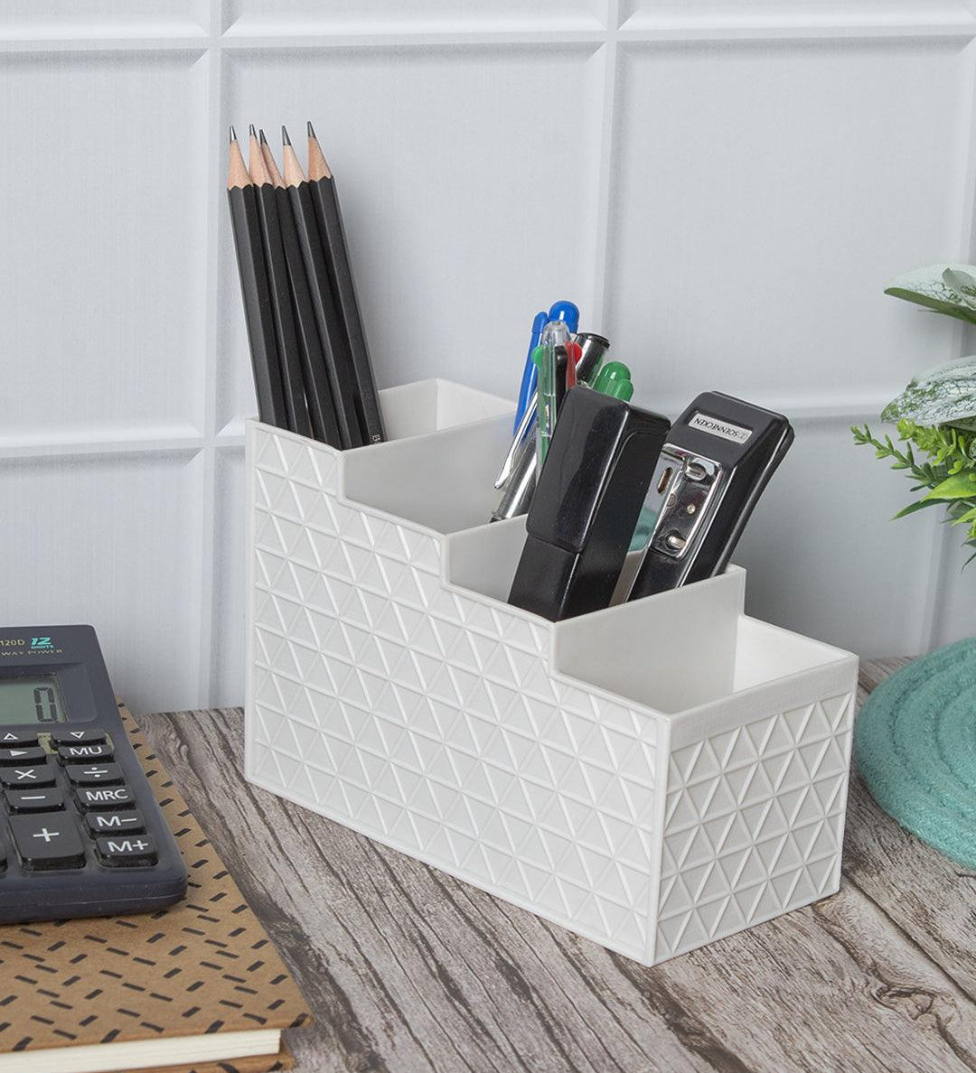 Off White Desk Organizer With Four Compartments