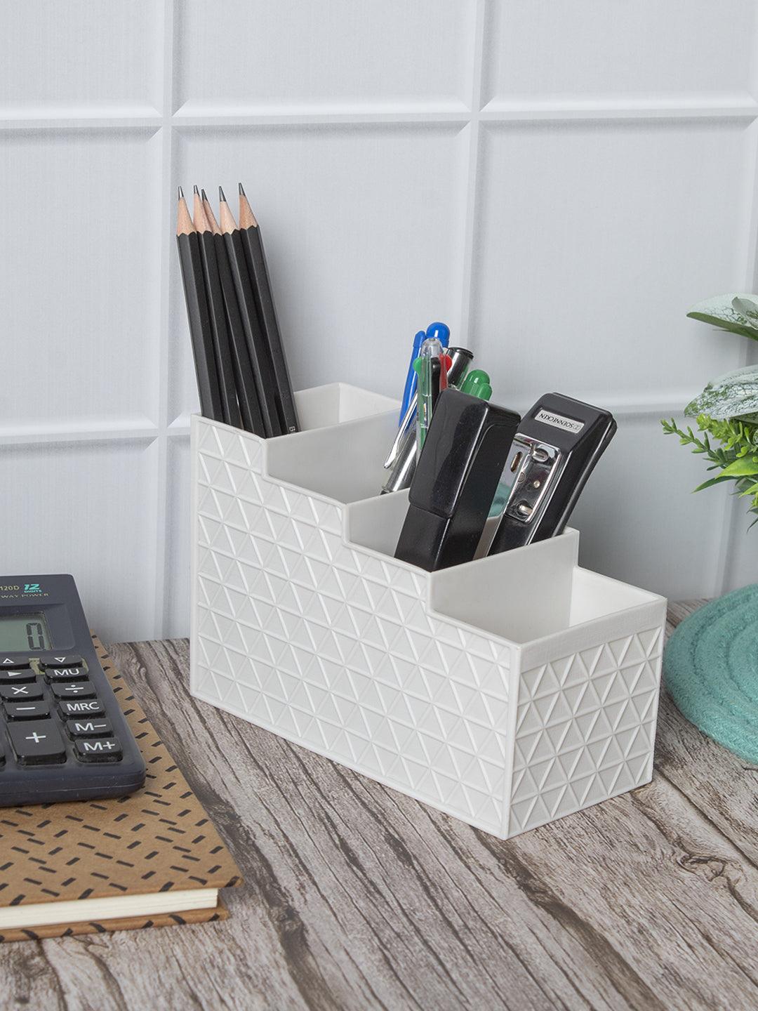 Off White Desk Organizer With Four Compartments