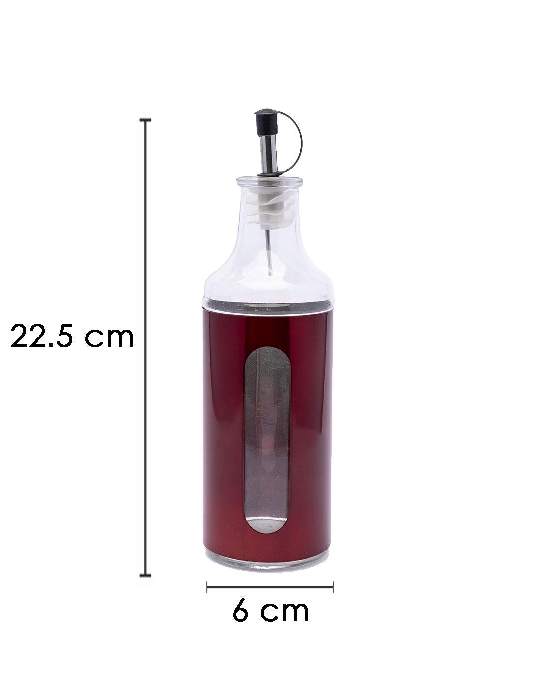 Oil Dispenser, Red, Glass, Set Of 2, 350 mL - MARKET 99