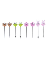 Pack of 7 Plastic Fruit Forks with Cute Animal Designs