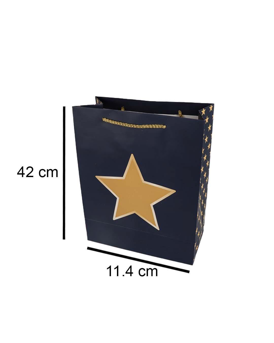 Paper, Gift Bag (Large) Pack Of 3, Printed Star, Glitter : Finish, Multicolor