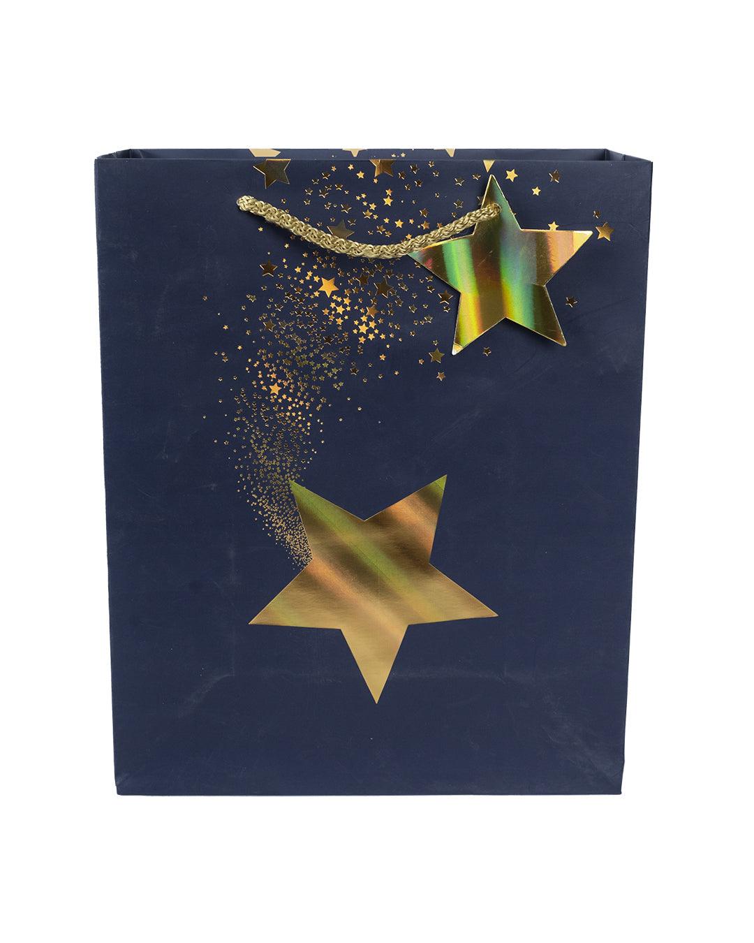 Paper, Gift Bag (Large) Pack Of 3, Printed Star, Glitter : Finish, Multicolor