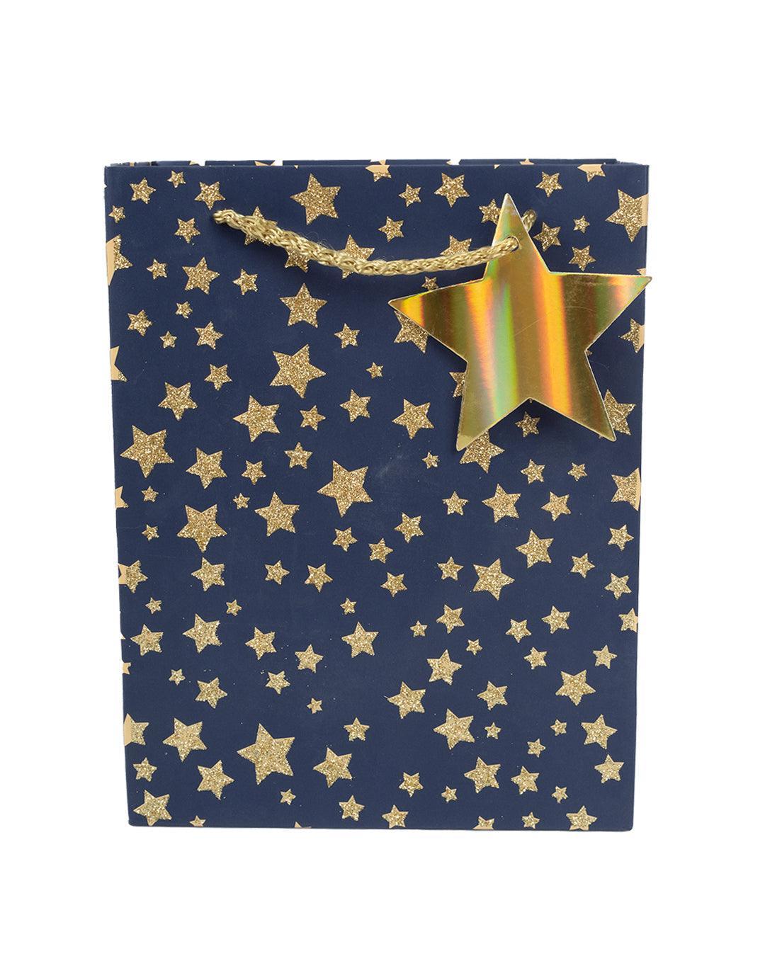 Paper, Gift Bag (Large) Pack Of 3, Printed Star, Glitter : Finish, Multicolor