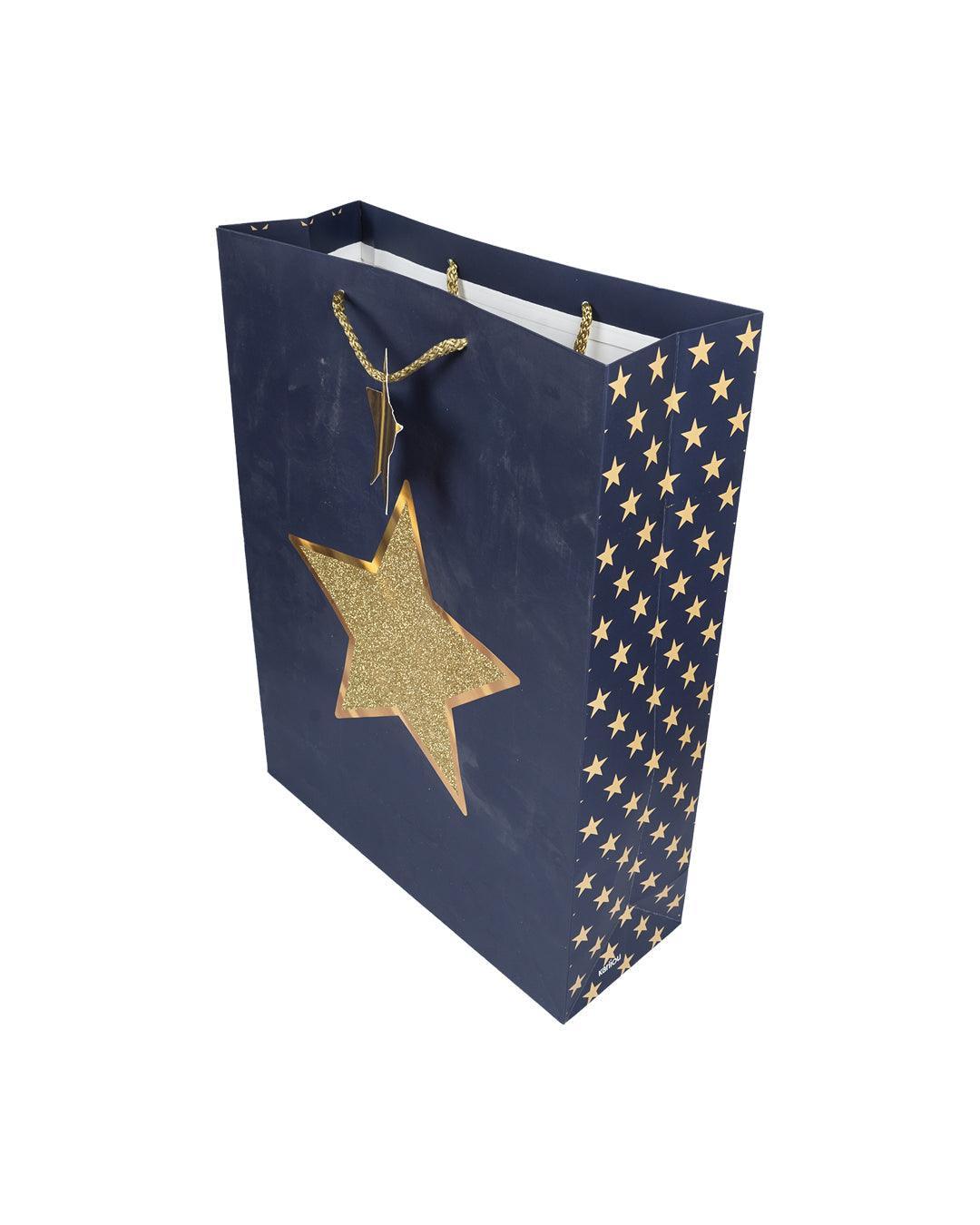Paper, Gift Bag (Large) Pack Of 3, Printed Star, Glitter : Finish, Multicolor