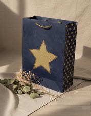 Paper, Gift Bag (Large) Pack Of 3, Printed Star, Glitter : Finish, Multicolor