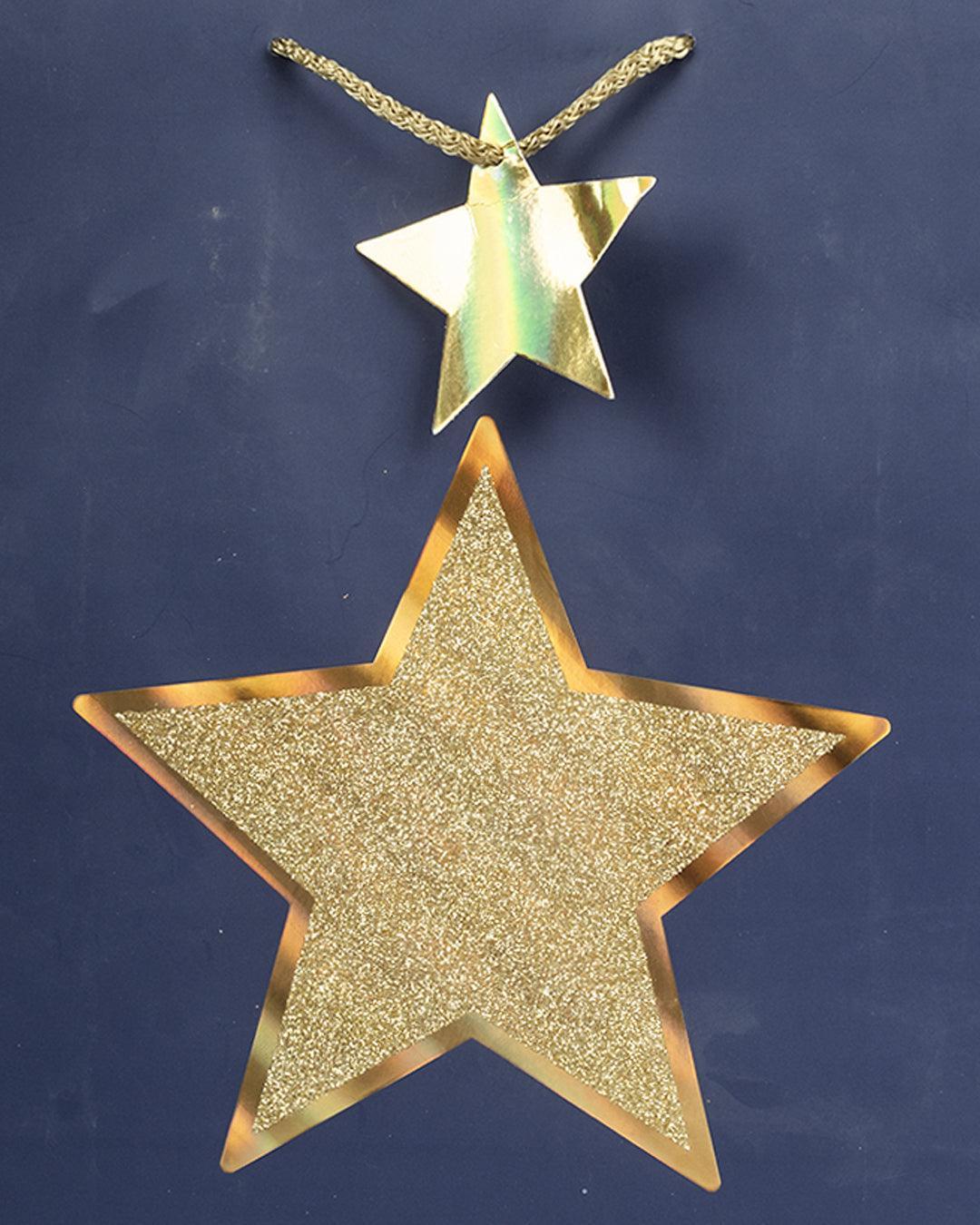 Paper, Gift Bag (Large) Pack Of 3, Printed Star, Glitter : Finish, Multicolor