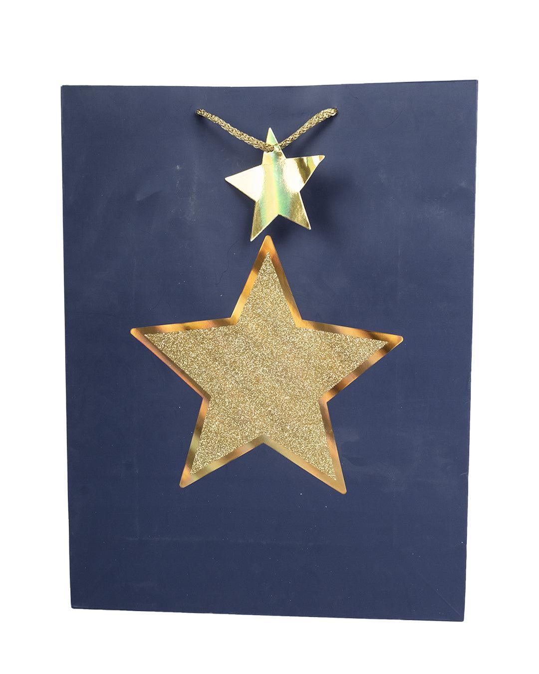 Paper, Gift Bag (Large) Pack Of 3, Printed Star, Glitter : Finish, Multicolor
