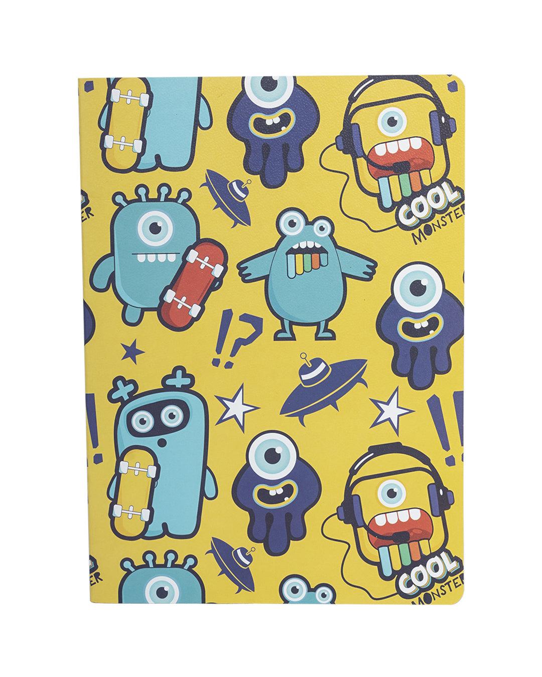 Paper, Note Book Pack Of 4 (Pages : 64  In Each Notebook) , Cartoon Print, Plain : Finish, Multicolor