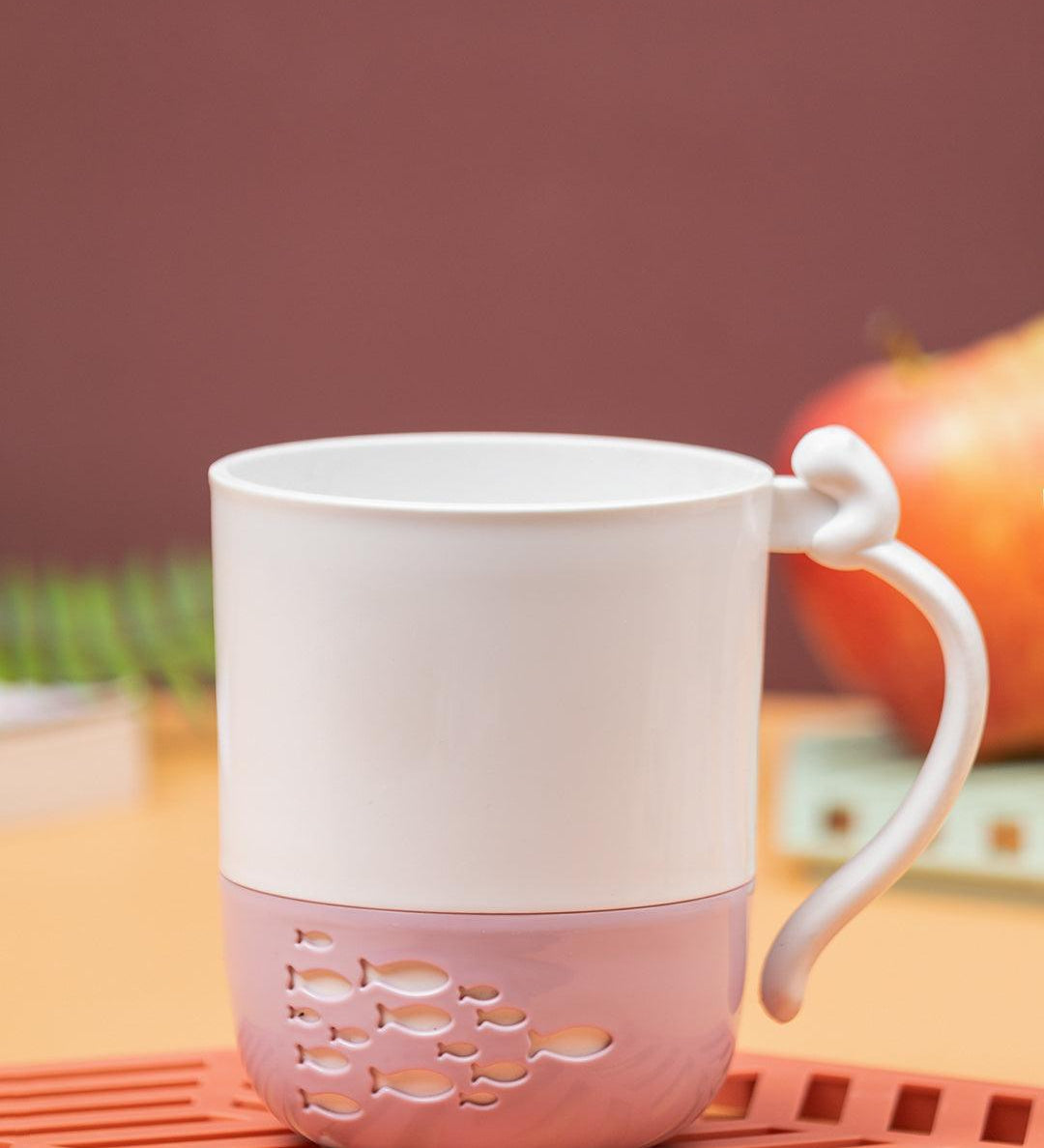 Peach Crocodile Face Plastic Kids Mug
