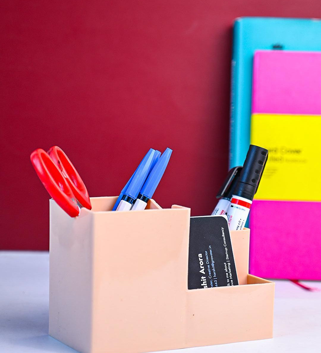 Peach Pen Holder - 14.5 X 10 X 7 Cm - MARKET 99