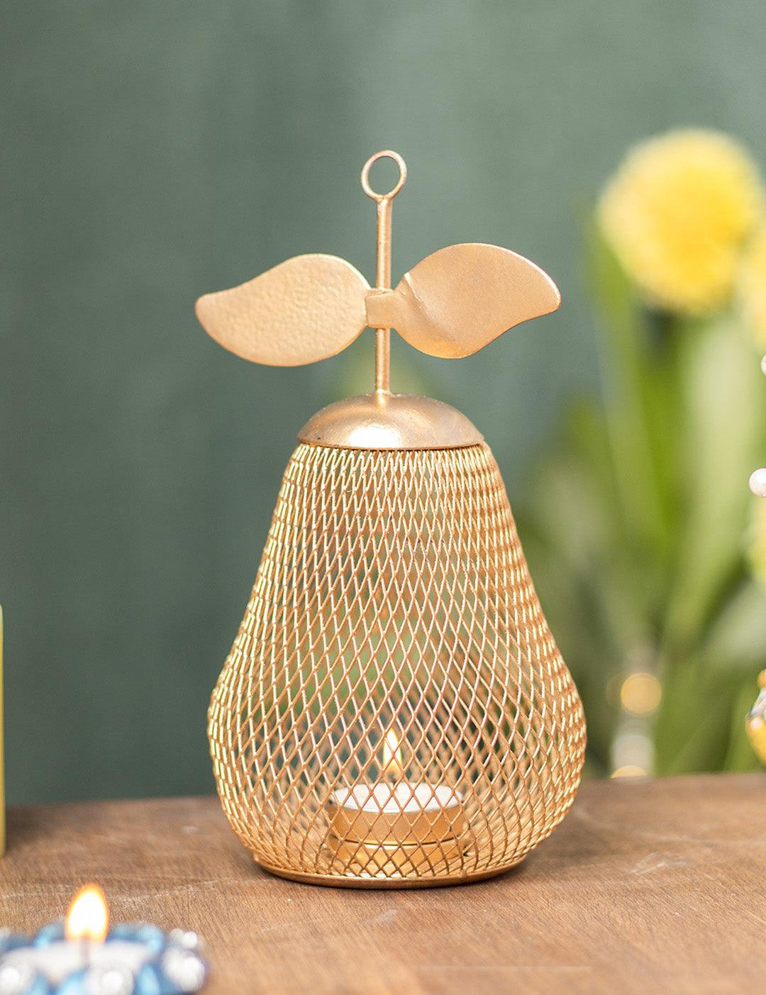 Pear T- Lite Holder - Golden & Metal - MARKET 99