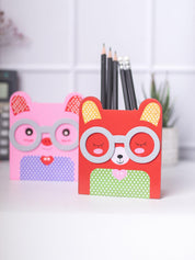 Pen Pot, Animal Design, Pink & Red, MDF, Set of 2 - MARKET 99