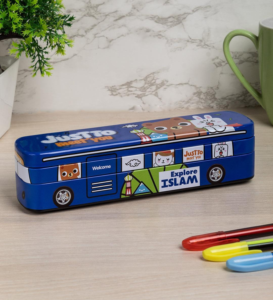 Pencil Box, Dark Blue, Tin - MARKET 99