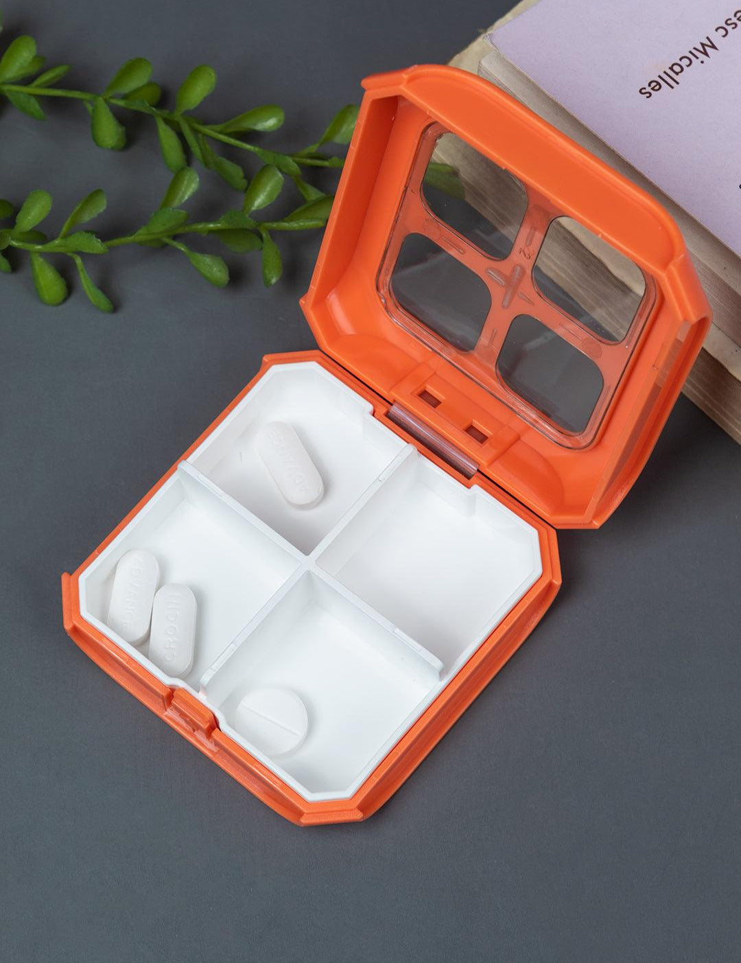 Pill Medicine Organizer Storage Box with 4 Compartments