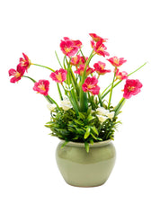 Pink Artificial Flower with With Cream Pot - MARKET 99