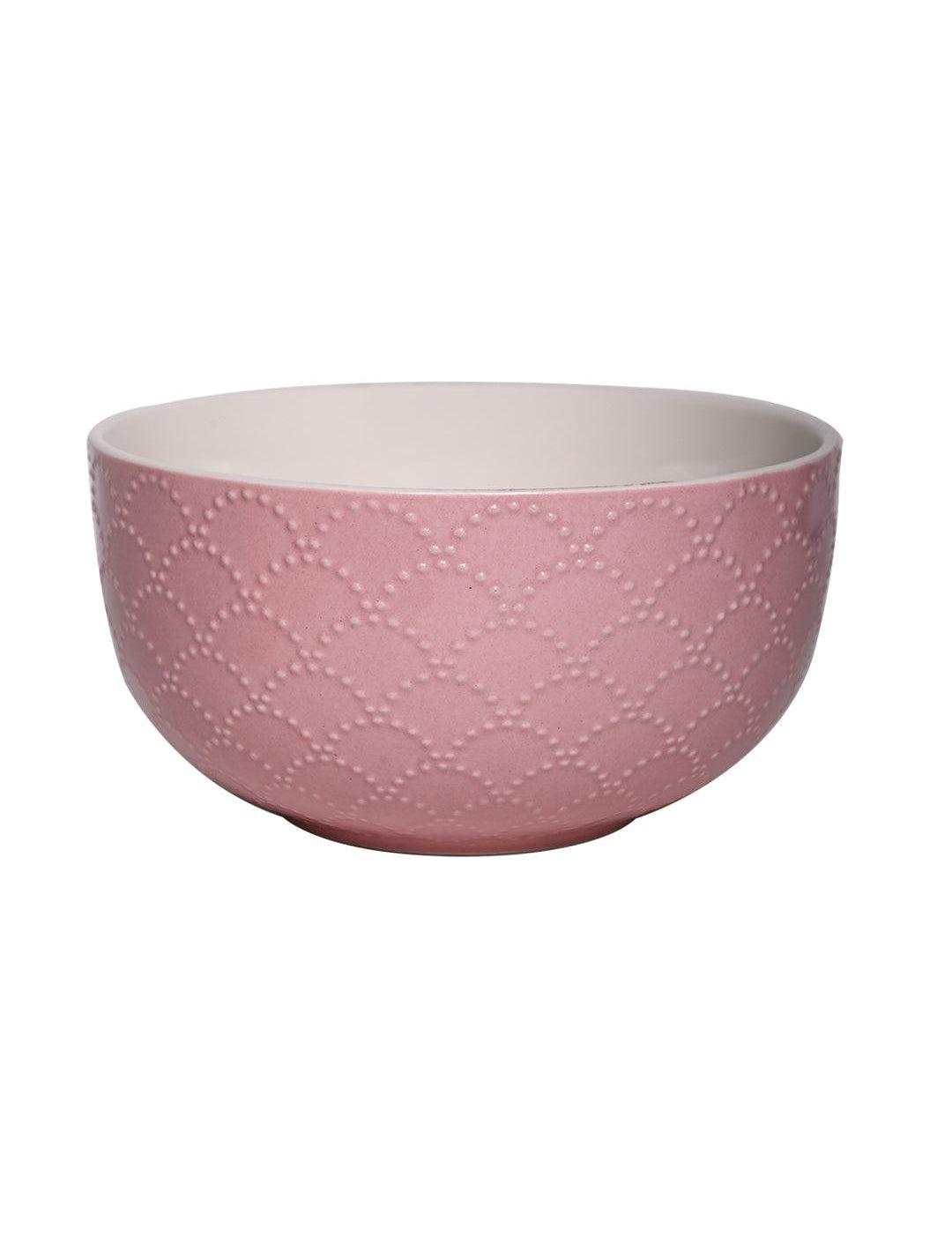 Pink Ceramic Bowl - 580Ml, Fish Scale - MARKET 99