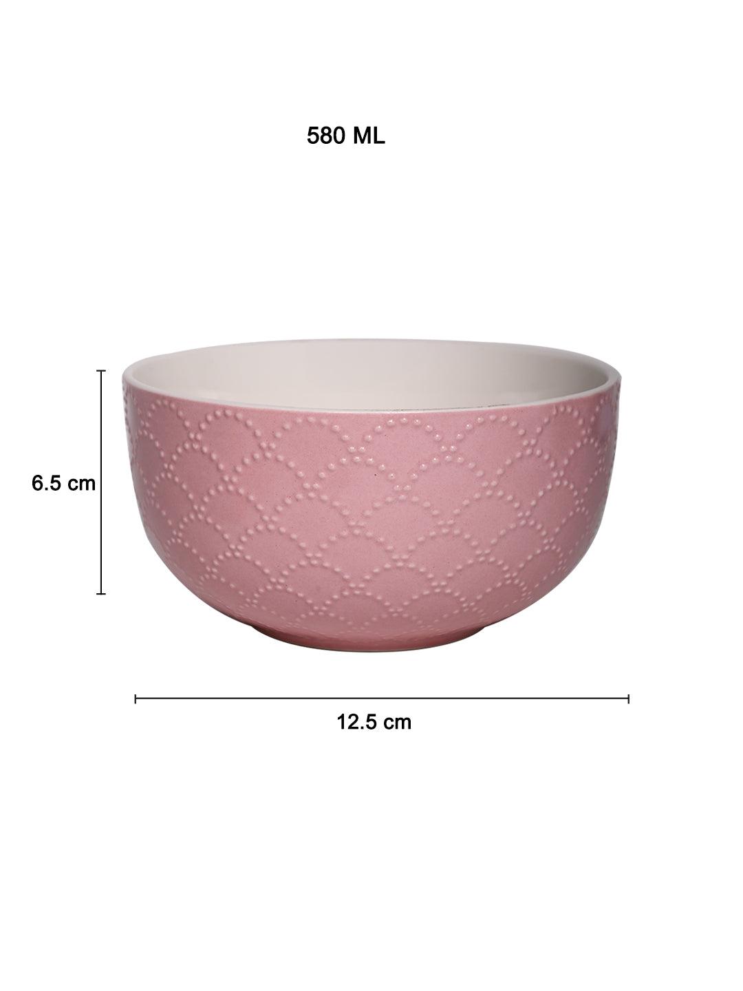 Pink Ceramic Bowl - 580Ml, Fish Scale - MARKET 99
