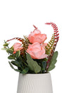 Pink Rose Fake Flowers With Ivory Pot - MARKET 99