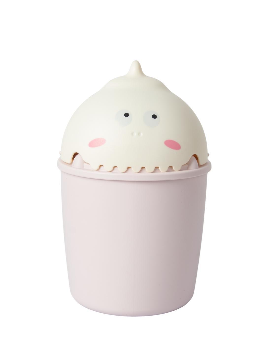 Pink Tabletop Dustbin With Animated Character Lid