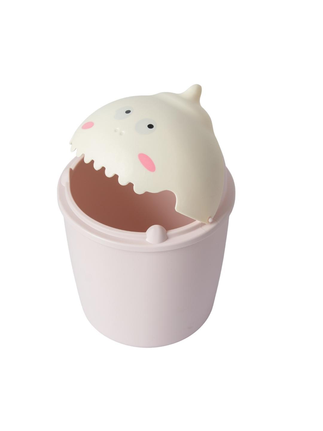 Pink Tabletop Dustbin With Animated Character Lid