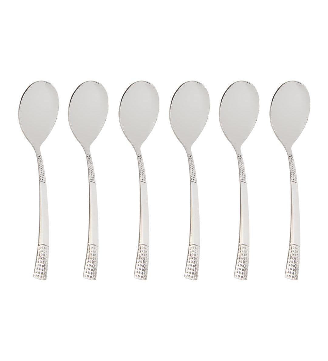 Pinti Dot Steel Tableware Cutlery Set Of 18 Pcs With Stand in Silver Colour - MARKET 99