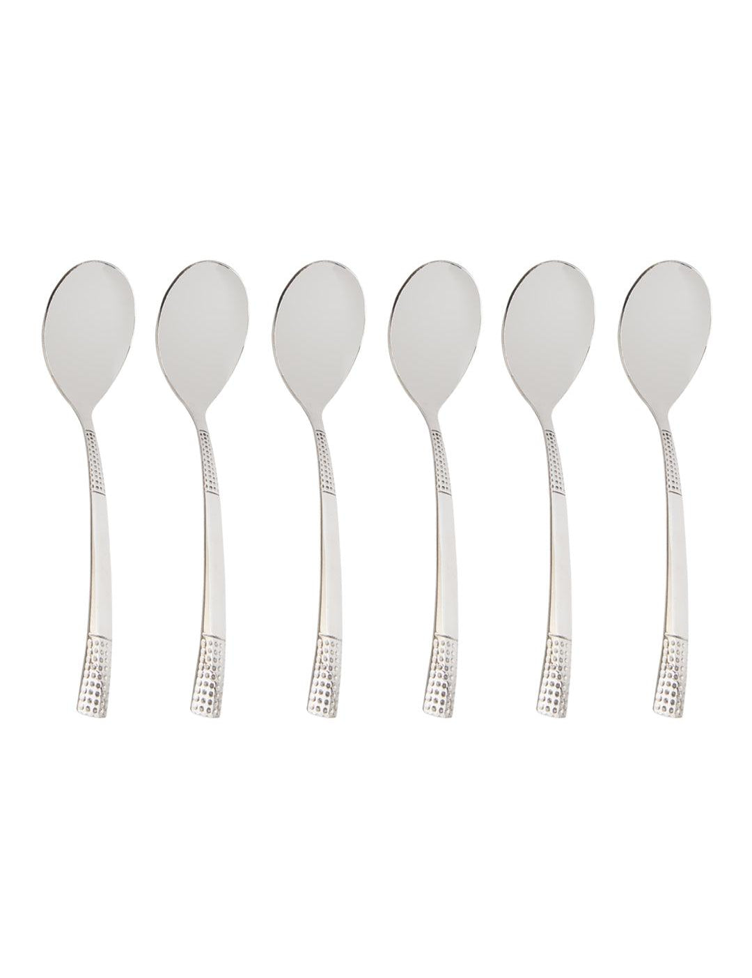 Pinti Dot Steel Tableware Cutlery Set Of 18 Pcs With Stand in Silver Colour - MARKET 99