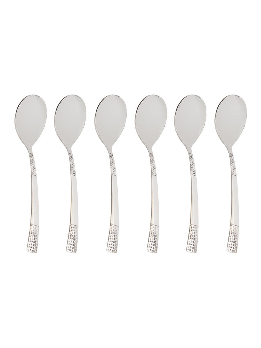 Pinti Dot Steel Tableware Cutlery Set Of 18 Pcs With Stand in Silver Colour - MARKET 99