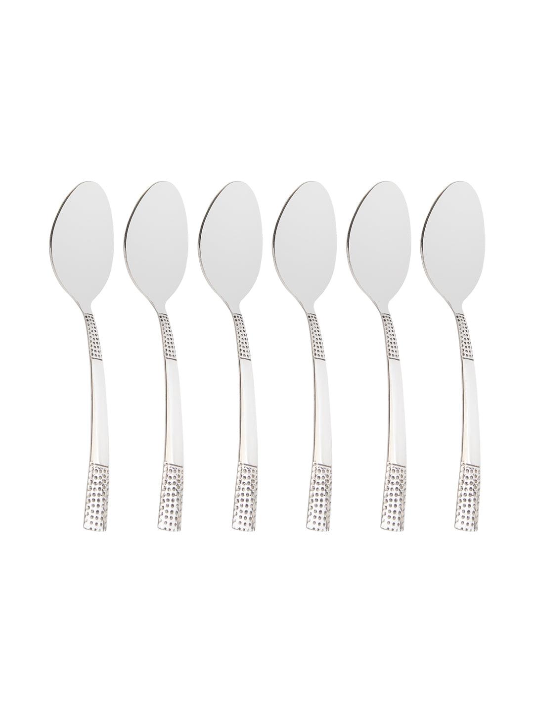 Pinti Dot Steel Tableware Cutlery Set Of 18 Pcs With Stand in Silver Colour - MARKET 99