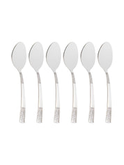 Pinti Dot Steel Tableware Cutlery Set Of 18 Pcs With Stand in Silver Colour - MARKET 99