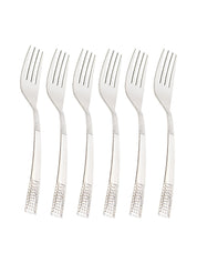 Pinti Dot Steel Tableware Cutlery Set Of 18 Pcs With Stand in Silver Colour - MARKET 99