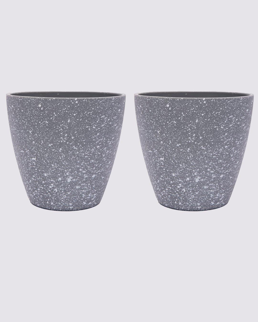 Planter, Plant Pot, Indoor & Outdoor, Grey, Melamine, Set of 2 - MARKET 99