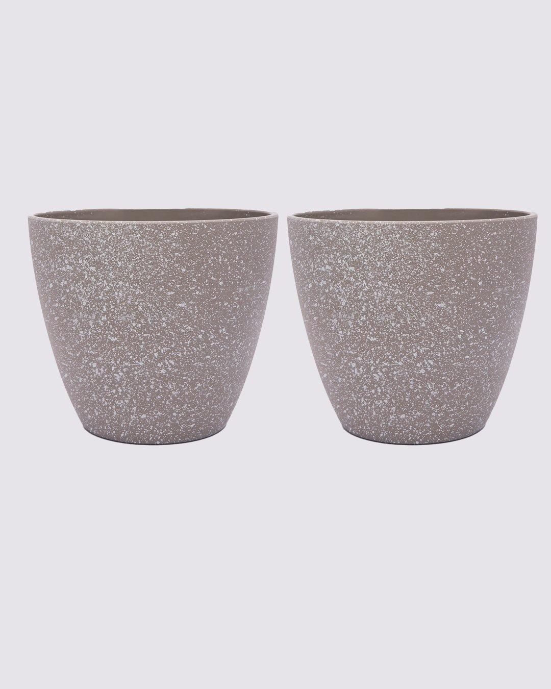 Planter, Plant Pot, Indoor & Outdoor, Grey, Melamine, Set of 2 - MARKET 99