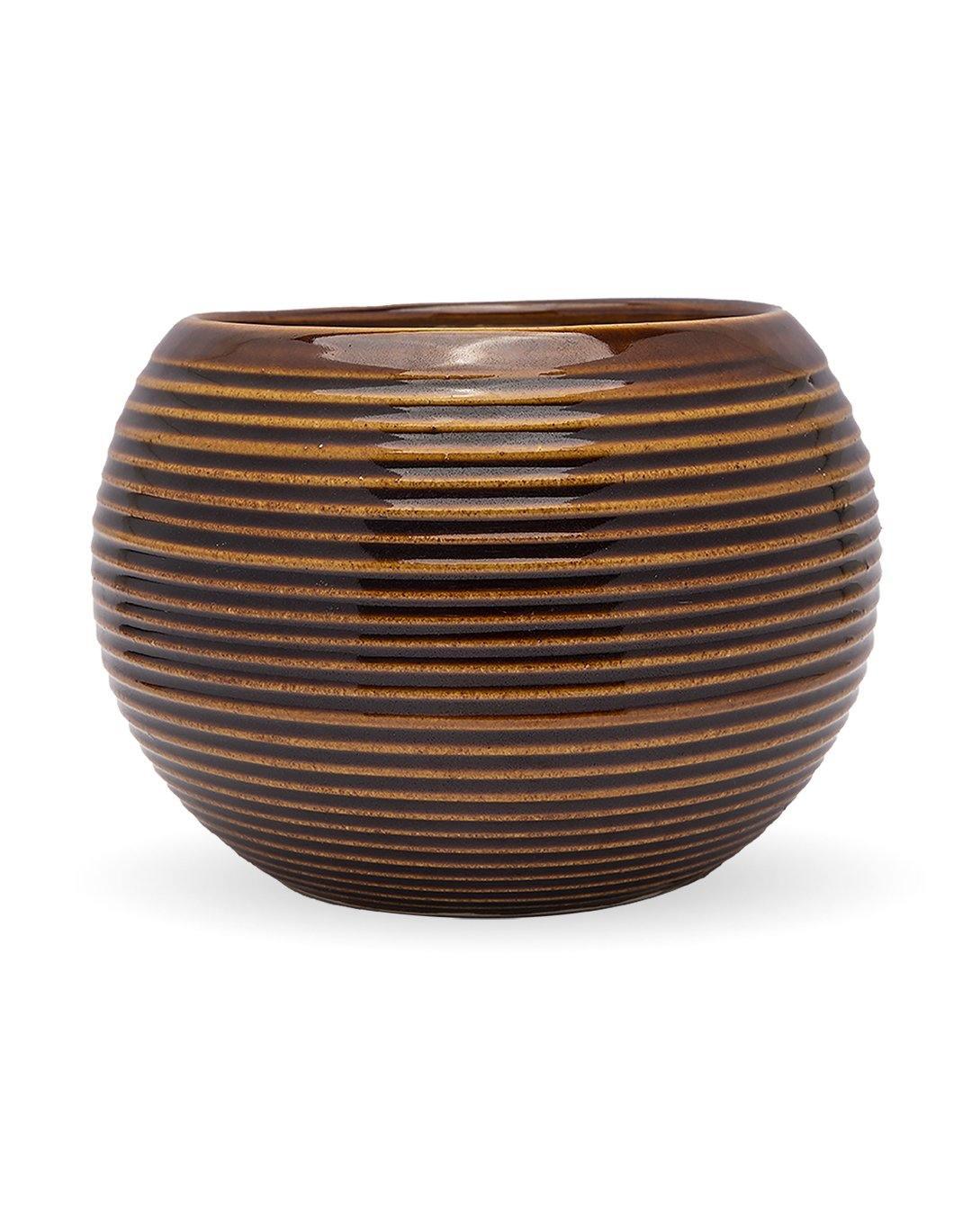 Planter, Round, Copper, Ceramic - MARKET 99
