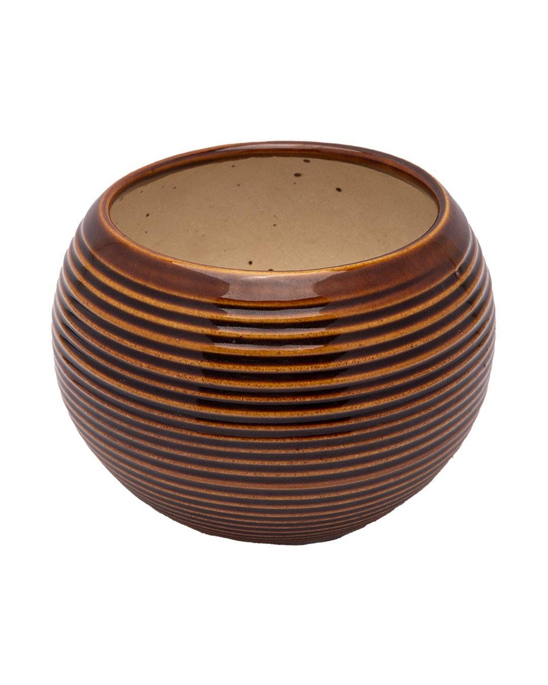 Planter, Round, Copper, Ceramic - MARKET 99