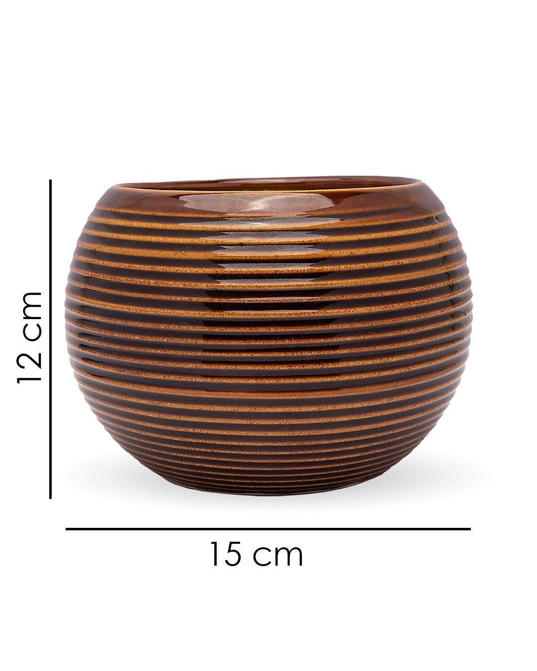 Planter, Round, Copper, Ceramic - MARKET 99